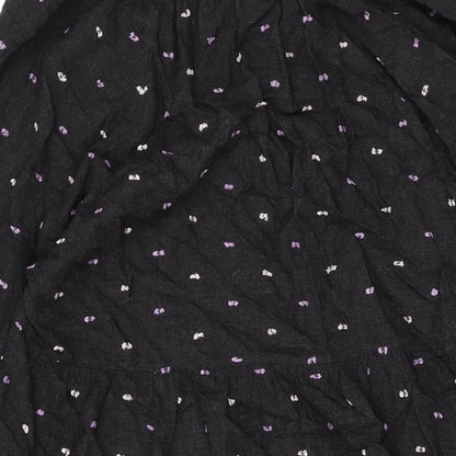 Zara Womens Black Polka Dot Viscose A-Line Size M V-Neck Pullover