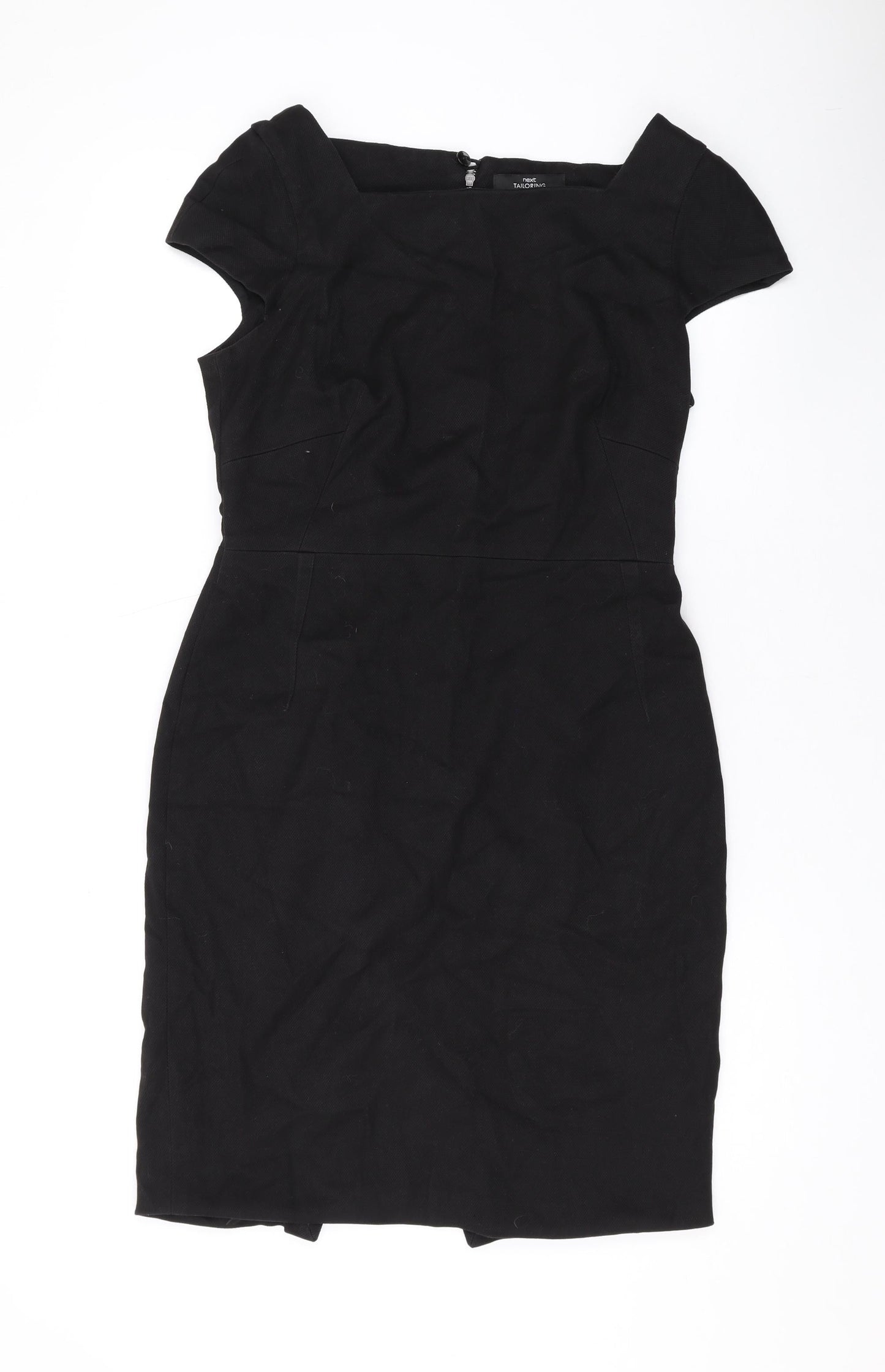 NEXT Womens Black Polyester A-Line Size 12 Square Neck Zip