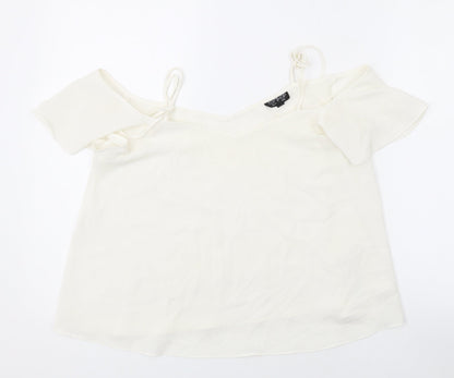 Womens UK Size 10 Topshop Ivory Basic Blouse