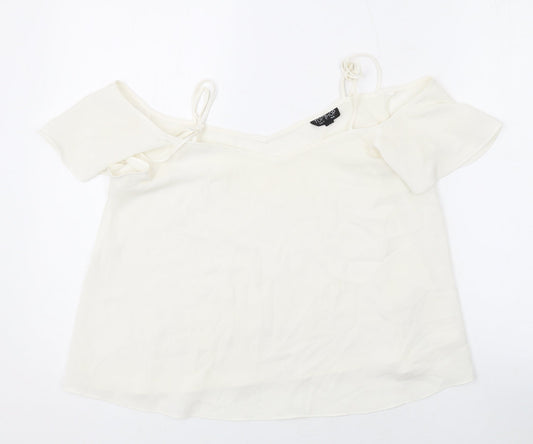 Womens UK Size 10 Topshop Ivory Basic Blouse