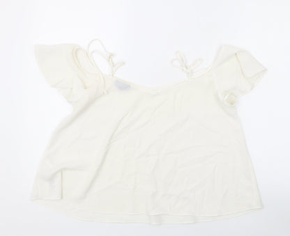 Womens UK Size 10 Topshop Ivory Basic Blouse