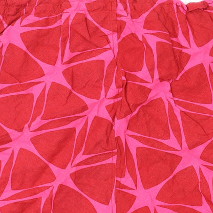 H&M Womens Pink Geometric Linen Swing Skirt Size 8 Drawstring