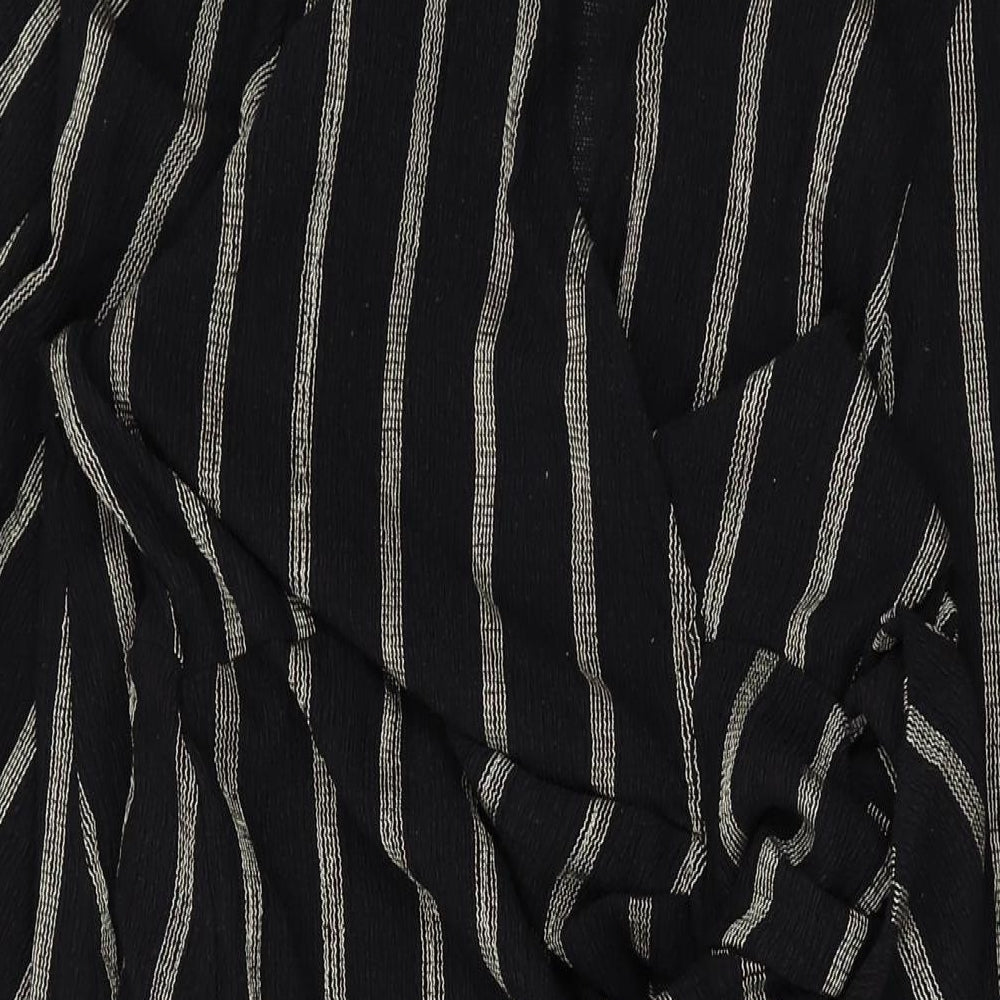 H&M Womens Black Striped Polyester Wrap Dress Size S V-Neck Tie