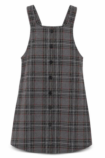 New Look Womens Grey Plaid Polyester Tank Dress Size 10 Square Neck Pullover
