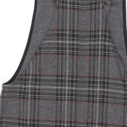 New Look Womens Grey Plaid Polyester Tank Dress Size 10 Square Neck Pullover