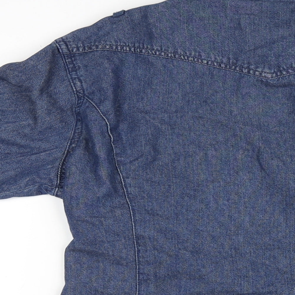 Denim & Co. Womens Blue Cotton Basic Button-Up Size 10 V-Neck