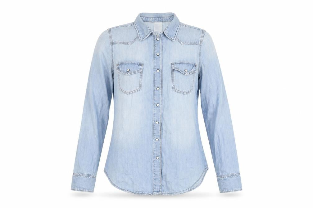 Womens UK Size 8 H&M Blue Basic Button-Up