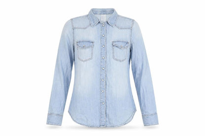 Womens UK Size 8 H&M Blue Basic Button-Up