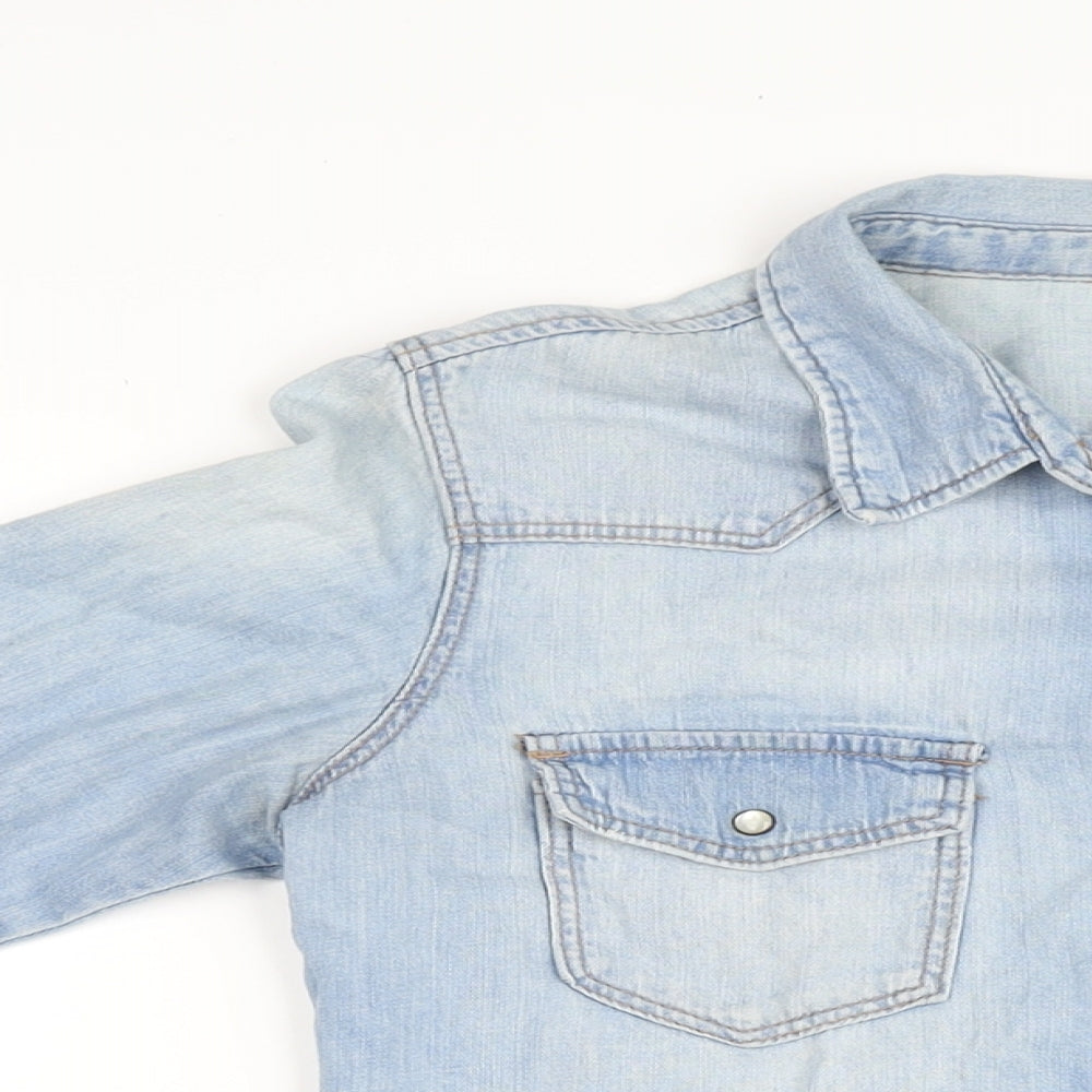 Womens UK Size 8 H&M Blue Basic Button-Up