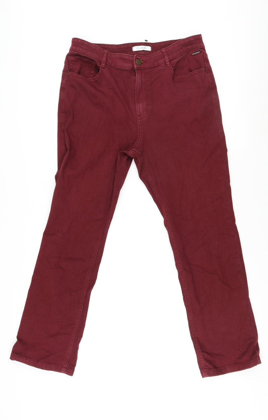 Classic Womens Red Cotton Straight Jeans Size 12 L25 in Regular Zip - Short Leg