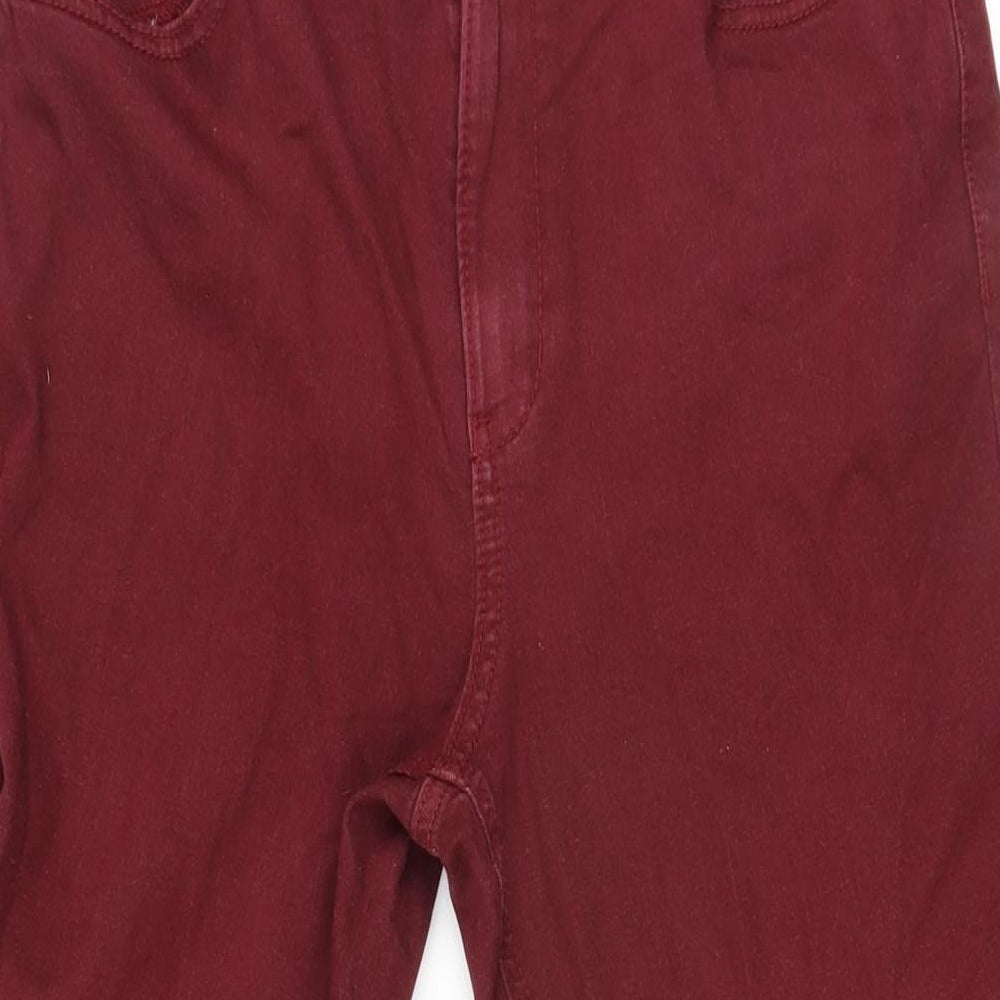 Classic Womens Red Cotton Straight Jeans Size 12 L25 in Regular Zip - Short Leg