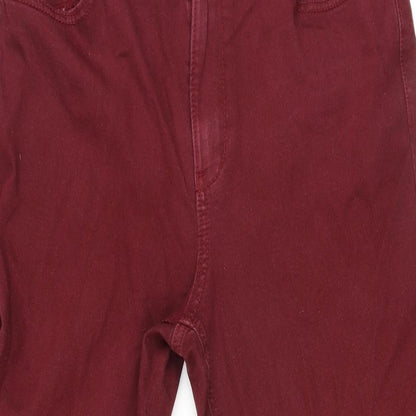 Classic Womens Red Cotton Straight Jeans Size 12 L25 in Regular Zip - Short Leg