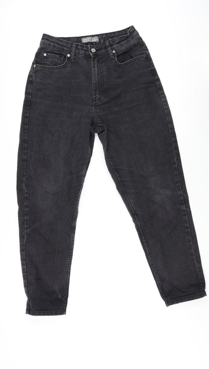 Denim & Co. Womens Grey Cotton Wide-Leg Jeans Size 12 L27 in Regular Zip