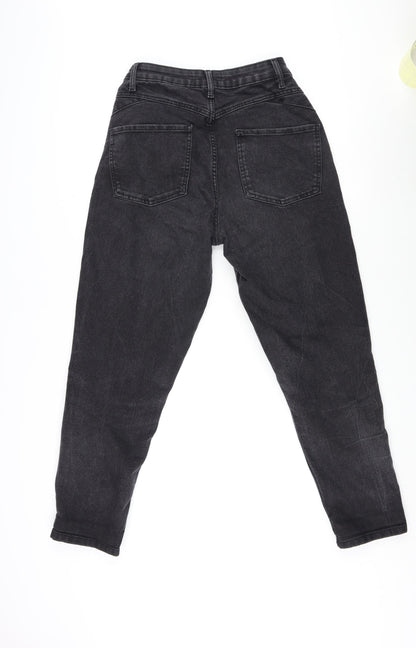 Denim & Co. Womens Grey Cotton Wide-Leg Jeans Size 12 L27 in Regular Zip