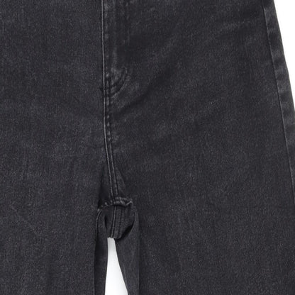 Denim & Co. Womens Grey Cotton Wide-Leg Jeans Size 12 L27 in Regular Zip