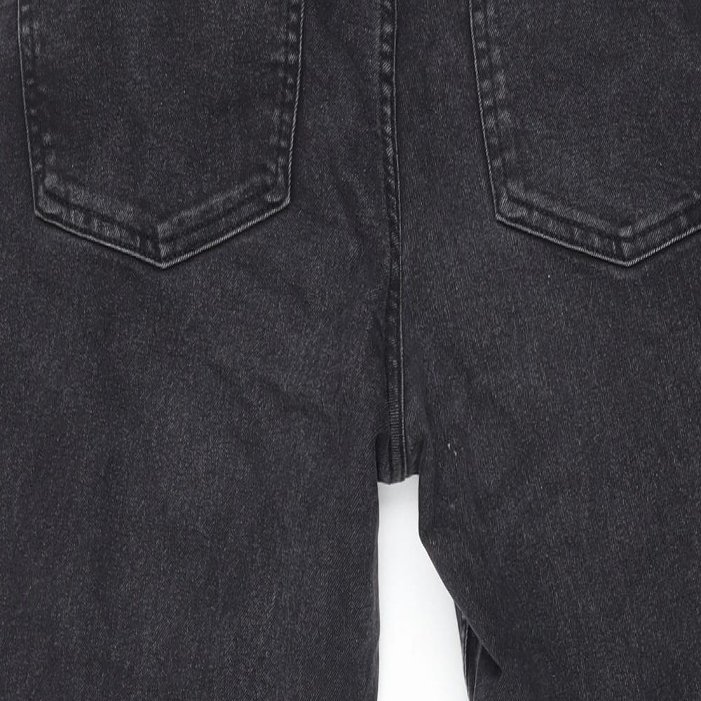 Denim & Co. Womens Grey Cotton Wide-Leg Jeans Size 12 L27 in Regular Zip