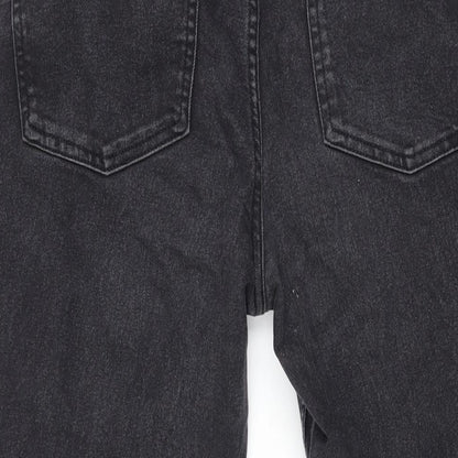 Denim & Co. Womens Grey Cotton Wide-Leg Jeans Size 12 L27 in Regular Zip