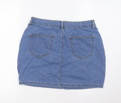 Don't Think Twice Womens Blue Cotton A-Line Skirt Size 12 Zip
