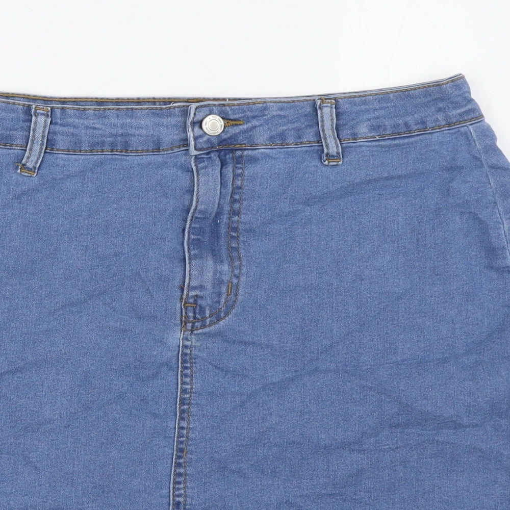 Don't Think Twice Womens Blue Cotton A-Line Skirt Size 12 Zip