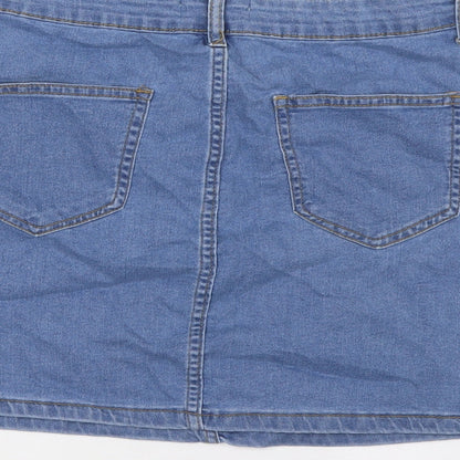Don't Think Twice Womens Blue Cotton A-Line Skirt Size 12 Zip