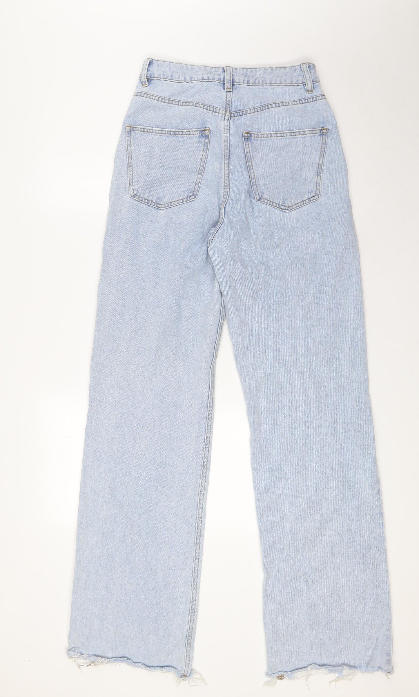 SEE SEE Womens Blue Cotton Wide-Leg Jeans Size 26 in L33 in Regular Zip - Raw Hem