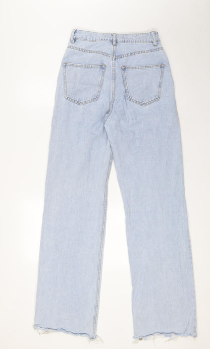SEE SEE Womens Blue Cotton Wide-Leg Jeans Size 26 in L33 in Regular Zip - Raw Hem