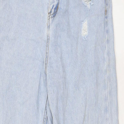SEE SEE Womens Blue Cotton Wide-Leg Jeans Size 26 in L33 in Regular Zip - Raw Hem