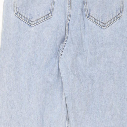 SEE SEE Womens Blue Cotton Wide-Leg Jeans Size 26 in L33 in Regular Zip - Raw Hem