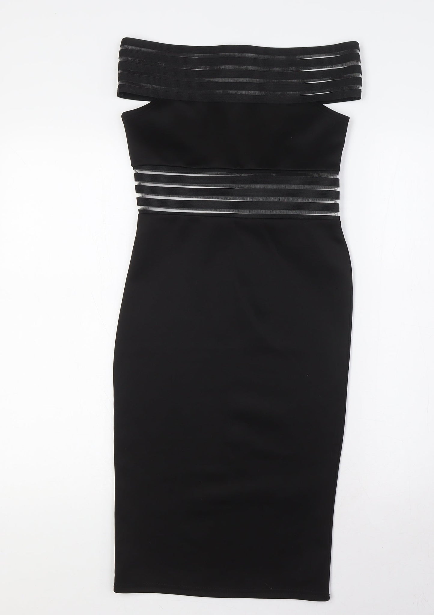 Boohoo Womens Black Polyester Bodycon Size 8 Off the Shoulder