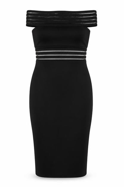 Boohoo Womens Black Polyester Bodycon Size 8 Off the Shoulder