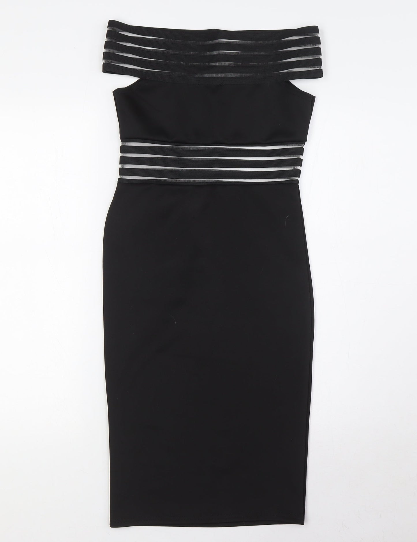 Boohoo Womens Black Polyester Bodycon Size 8 Off the Shoulder