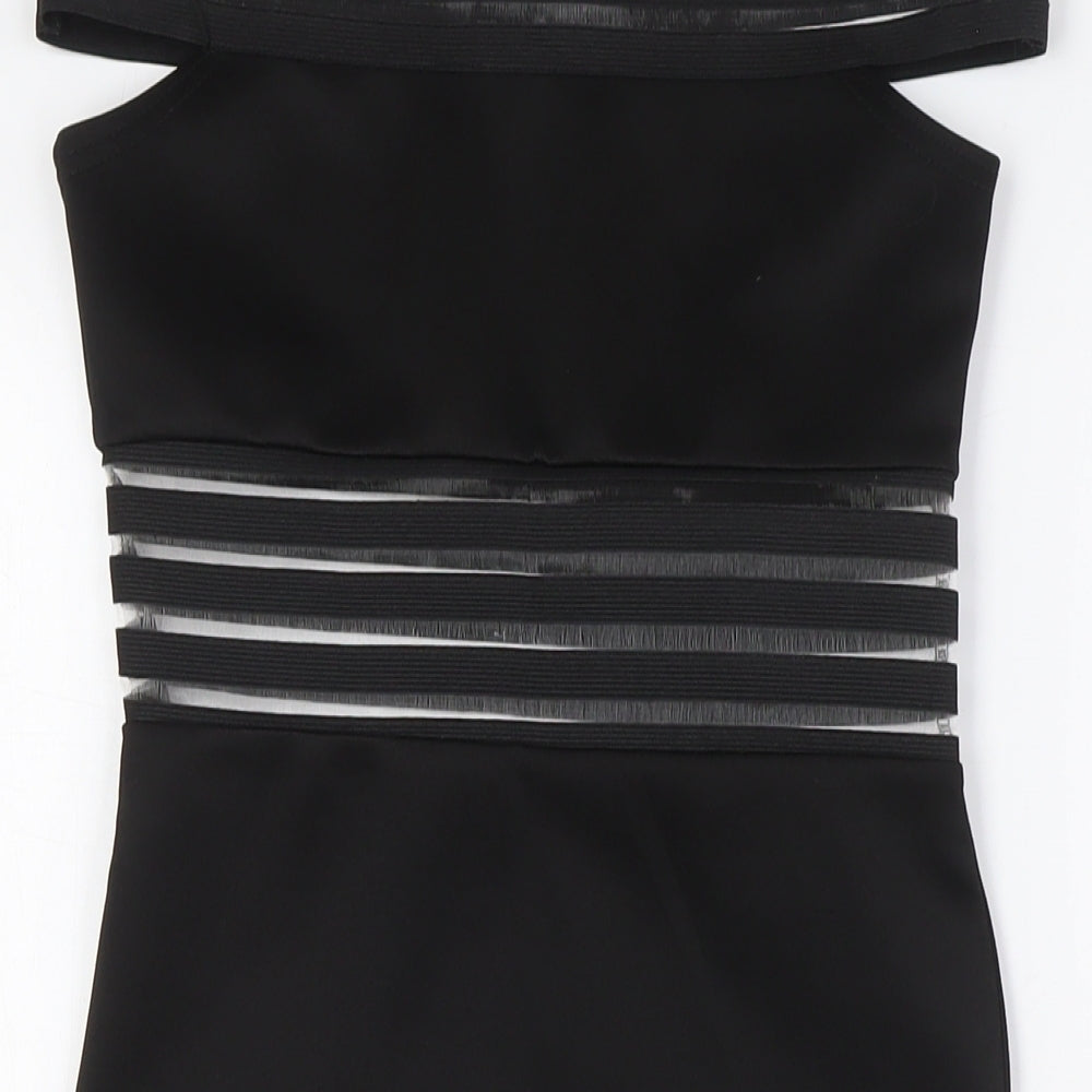 Boohoo Womens Black Polyester Bodycon Size 8 Off the Shoulder