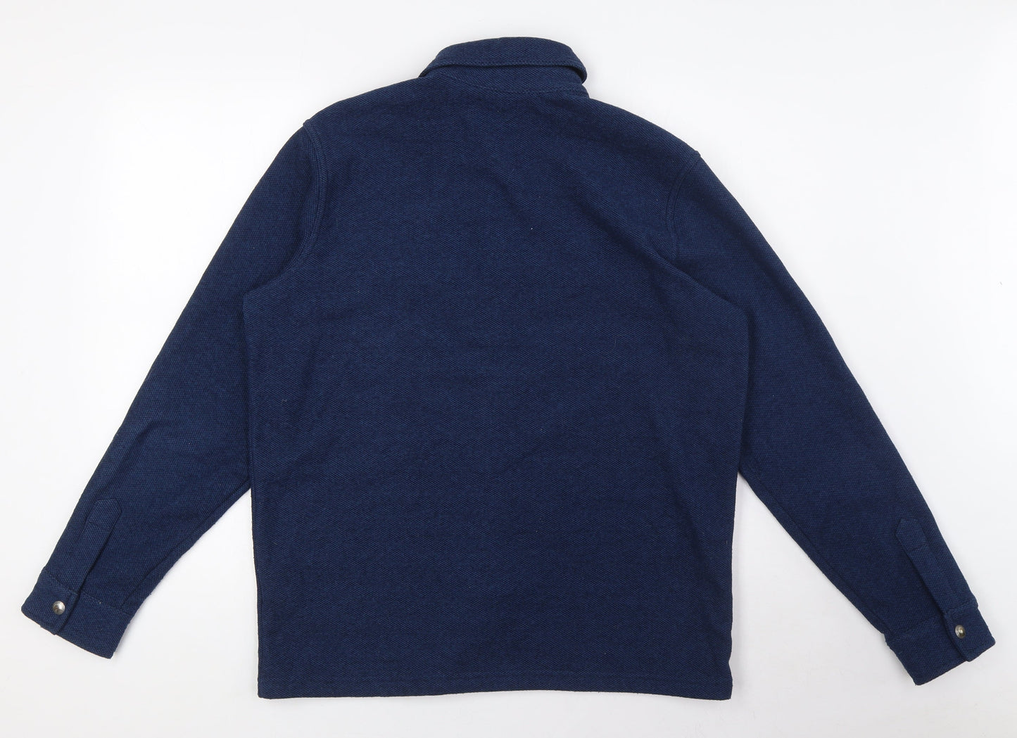 Lands' End Womens Blue Polyester Basic Button-Up Size S Collared