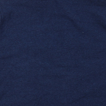 Lands' End Womens Blue Polyester Basic Button-Up Size S Collared