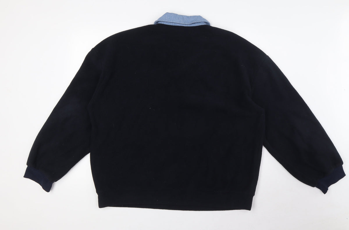 DAZY Womens Black 100% Polyester Pullover Sweatshirt Size L Zip - Denim