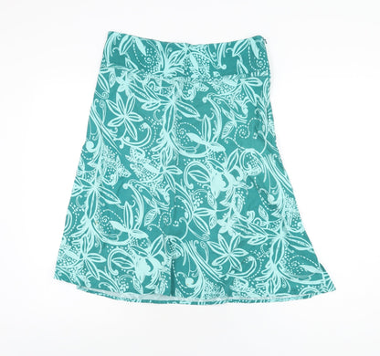 Maine Womens Blue Floral Polyester Flare Skirt Size 14 Zip