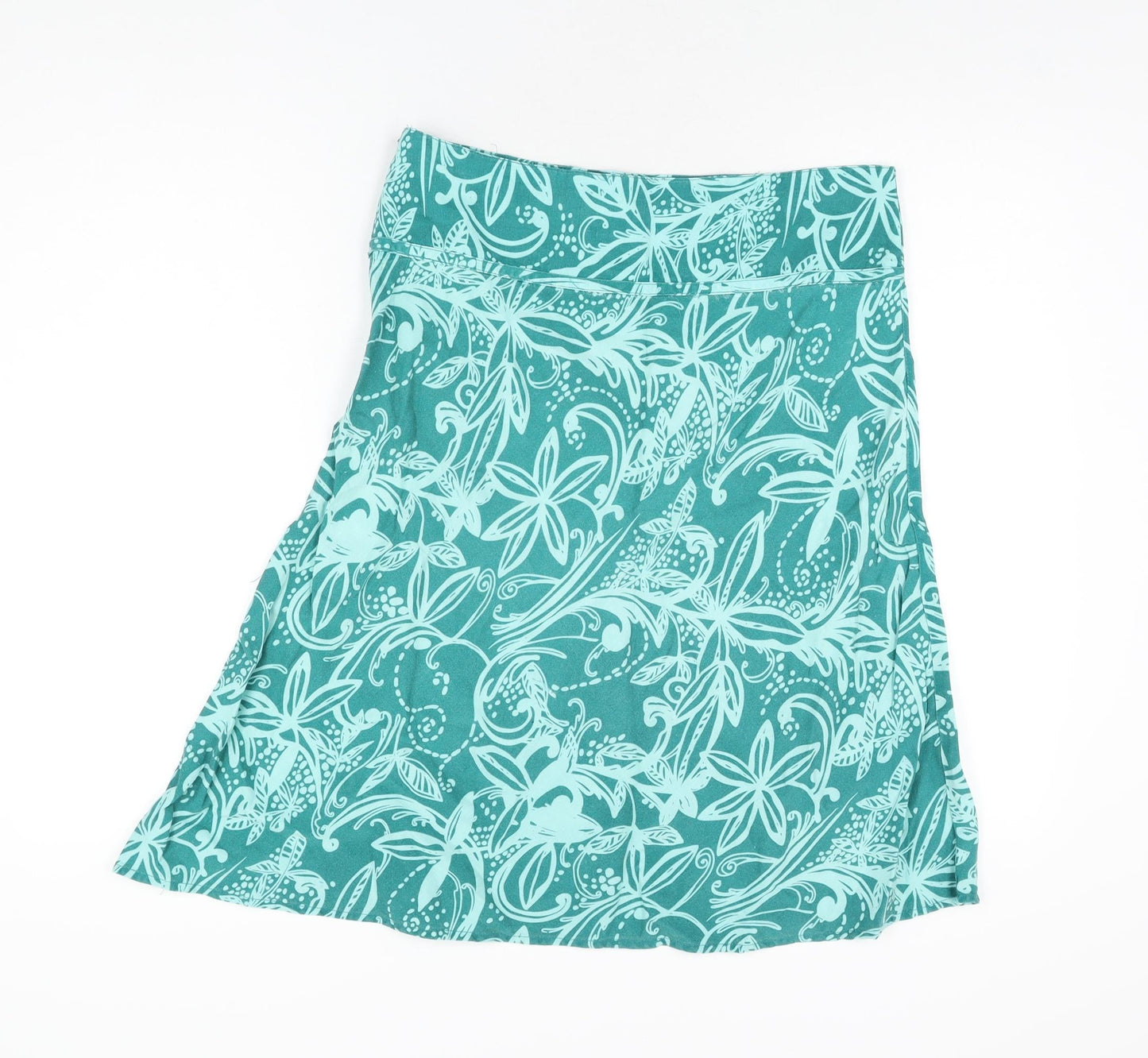 Maine Womens Blue Floral Polyester Flare Skirt Size 14 Zip