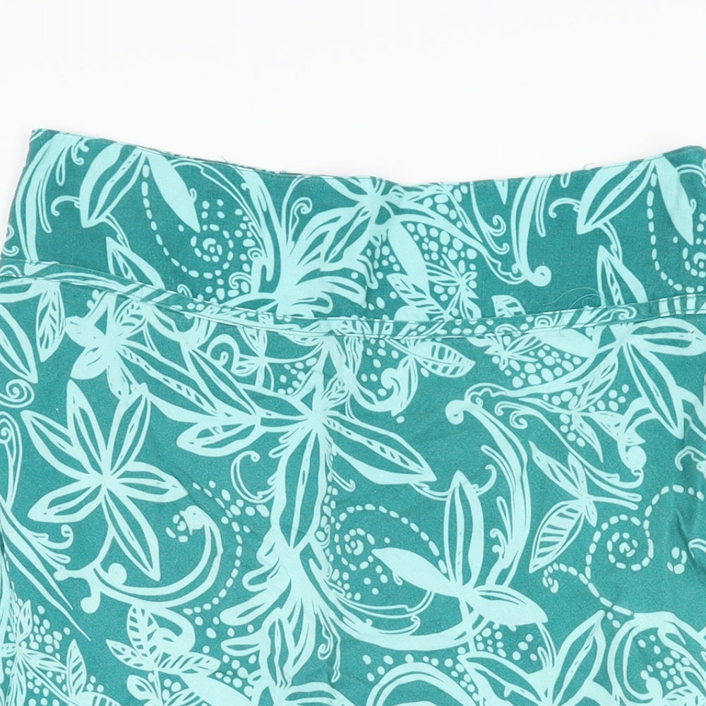 Maine Womens Blue Floral Polyester Flare Skirt Size 14 Zip