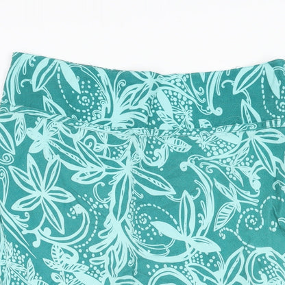 Maine Womens Blue Floral Polyester Flare Skirt Size 14 Zip