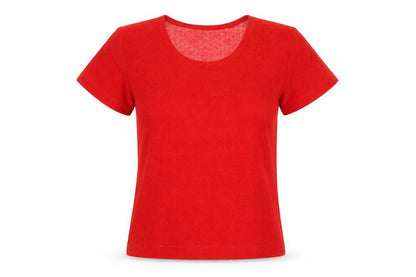 Theme Womens Red Polyester Basic T-Shirt Size 10 Round Neck