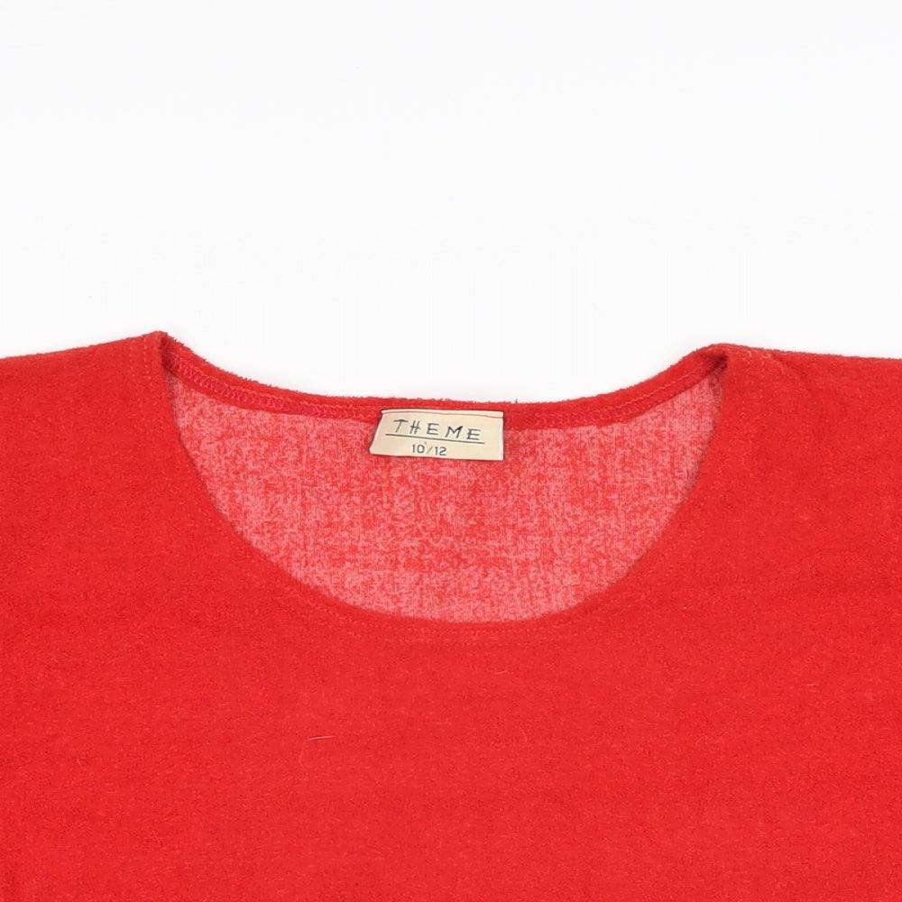 Theme Womens Red Polyester Basic T-Shirt Size 10 Round Neck