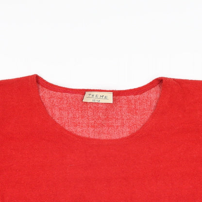 Theme Womens Red Polyester Basic T-Shirt Size 10 Round Neck