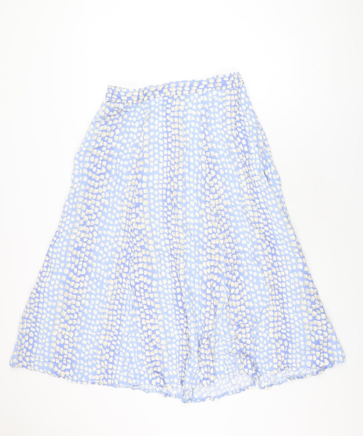 Travelling Light Womens Blue Geometric Viscose Swing Skirt Size 18 Zip