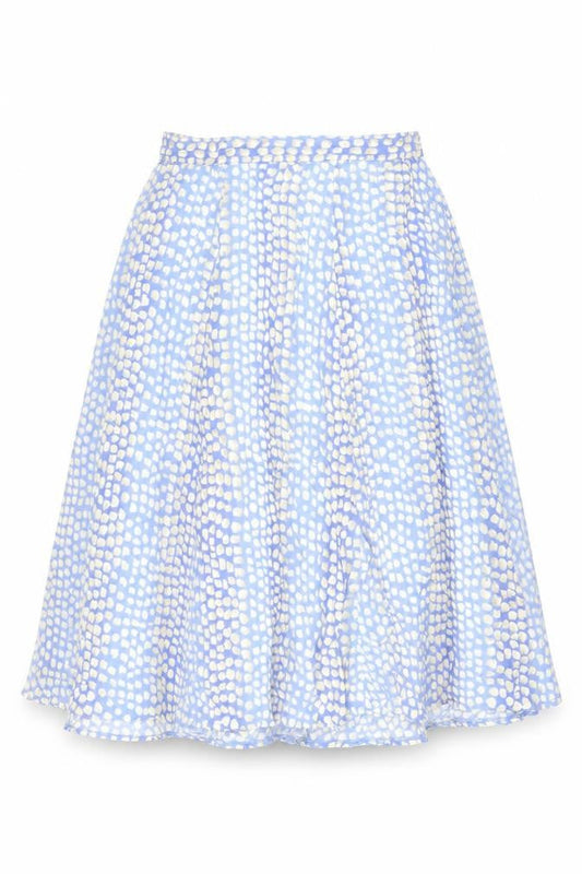 Travelling Light Womens Blue Geometric Viscose Swing Skirt Size 18 Zip
