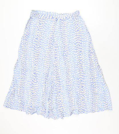 Travelling Light Womens Blue Geometric Viscose Swing Skirt Size 18 Zip