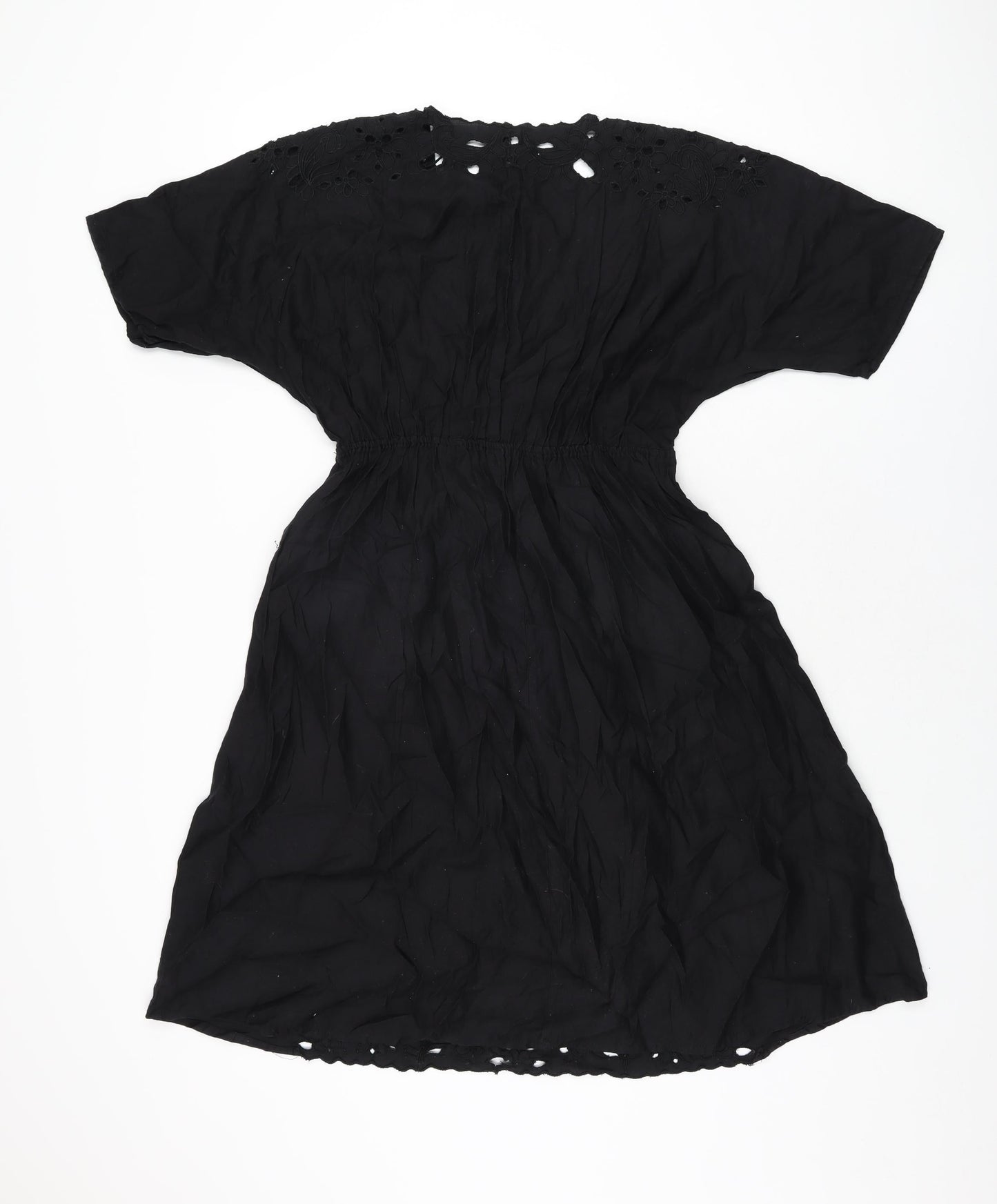 Mango Womens Black Polyester A-Line Size 10 V-Neck Pullover