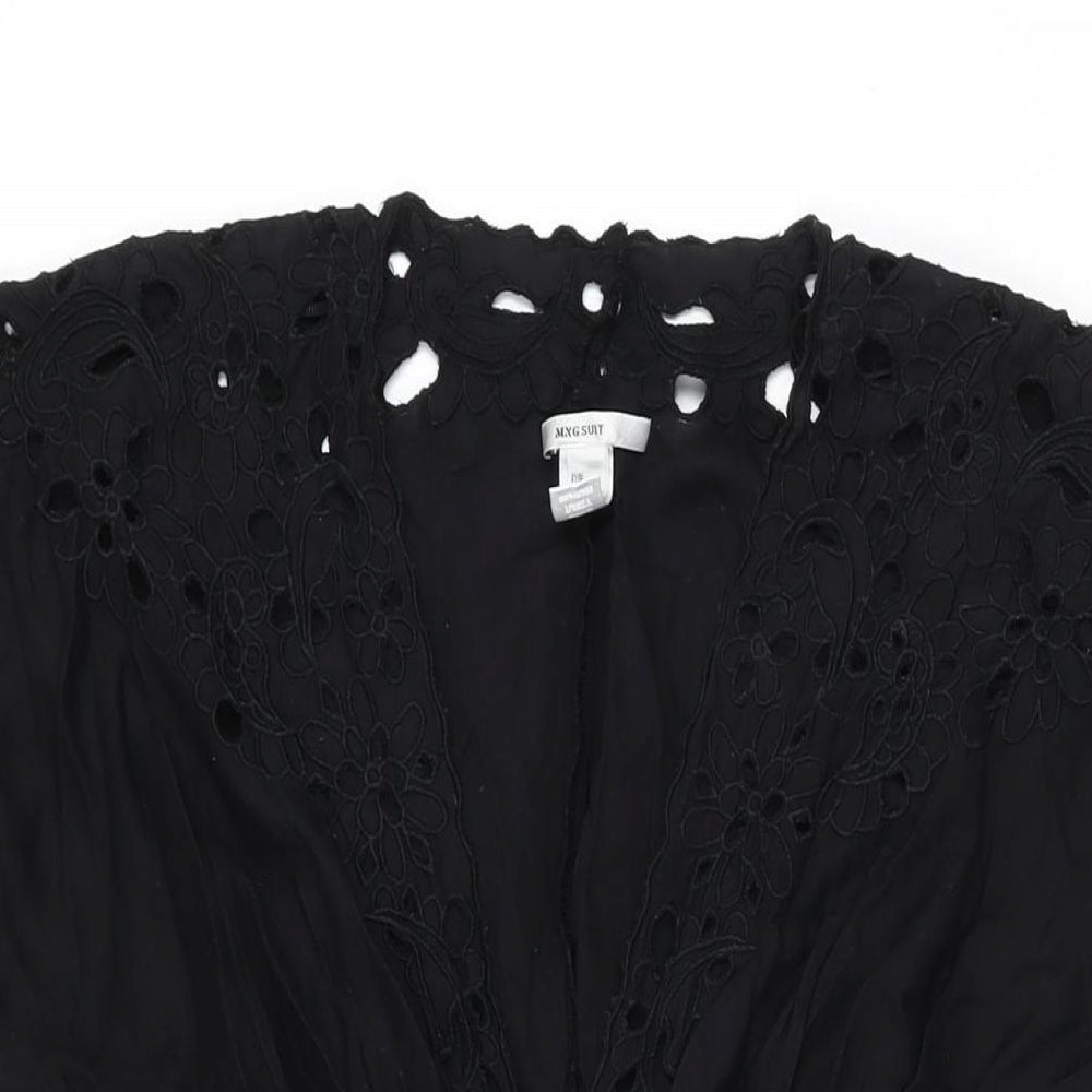 Mango Womens Black Polyester A-Line Size 10 V-Neck Pullover