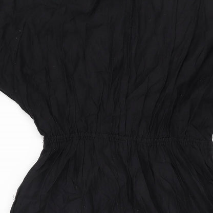 Mango Womens Black Polyester A-Line Size 10 V-Neck Pullover
