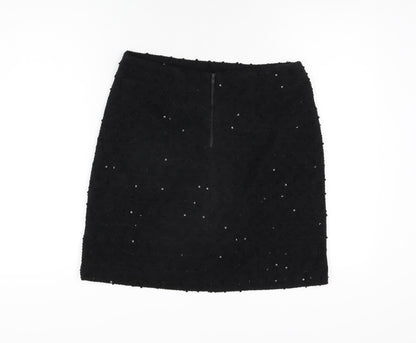 Paraphrase Womens Black Polyester A-Line Skirt Size 10 Zip
