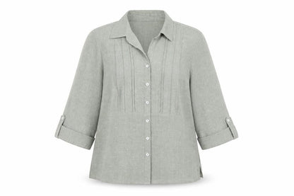 Bonmarché Womens Grey Polyester Basic Button-Up Size 16 Collared